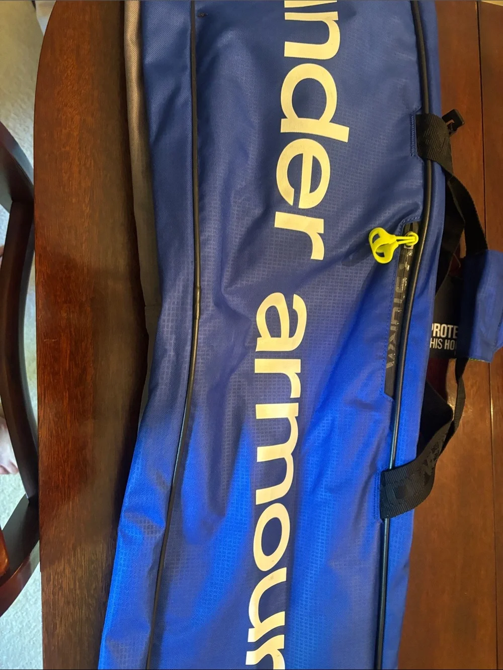 Under Armour Royal Blue Duffel with White Logo and Yellow Accent